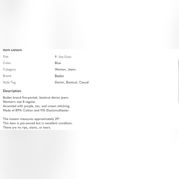 Boden Dark Blue Women's Jeans - Picture 6 of 6